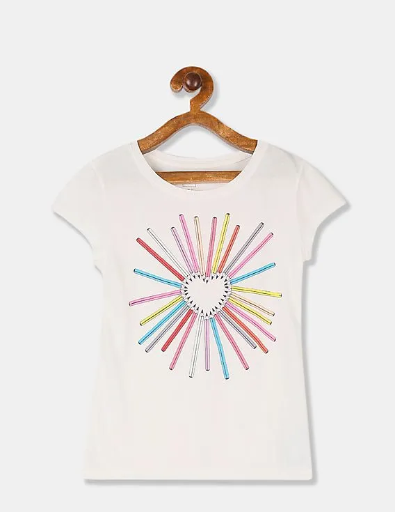 GAP Girls White Short Sleeve Graphic Tee