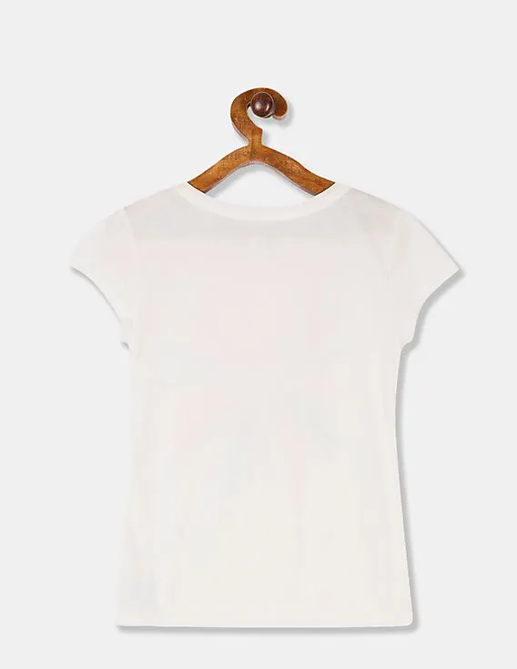 GAP Girls White Short Sleeve Graphic Tee