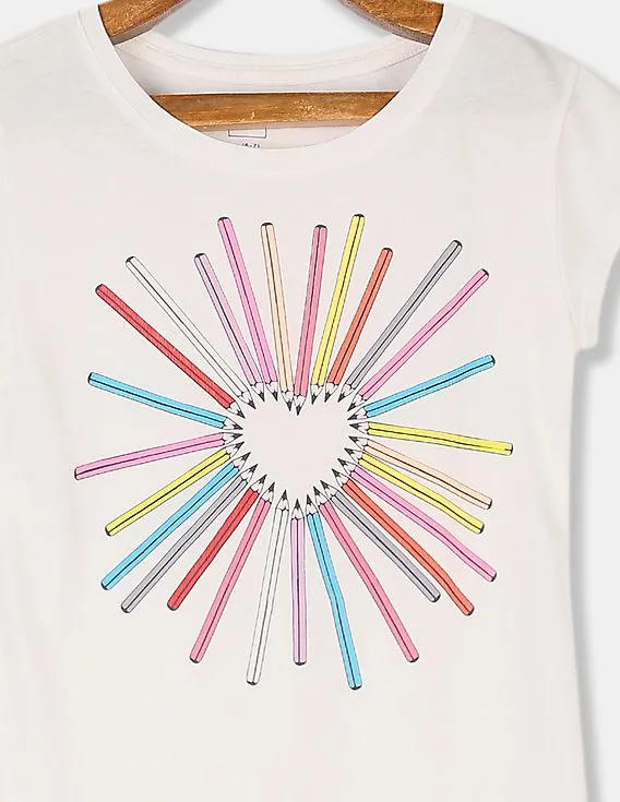 GAP Girls White Short Sleeve Graphic Tee