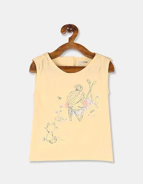 GAP Girls Yellow Embellished Graphic Tee