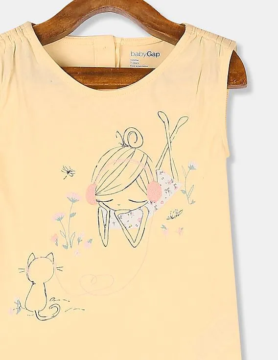 GAP Girls Yellow Embellished Graphic Tee