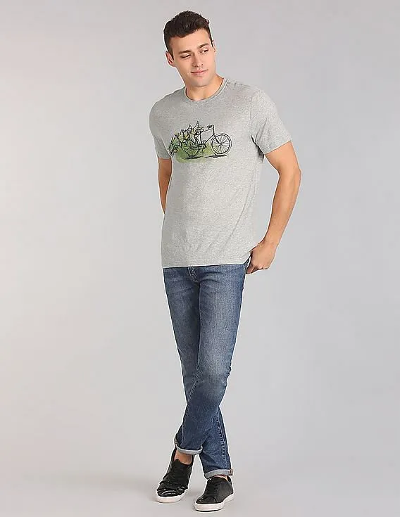 GAP Men Grey Slub Graphic Tee