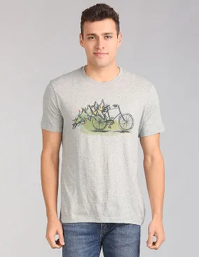 GAP Men Grey Slub Graphic Tee