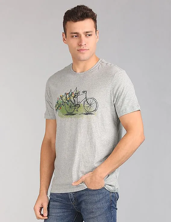 GAP Men Grey Slub Graphic Tee