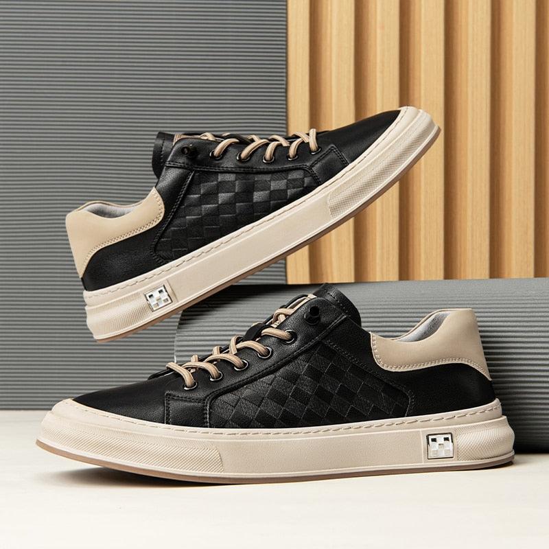 GE231 Men's Leather Flats Vulcanized Casual Sneakers Shoes