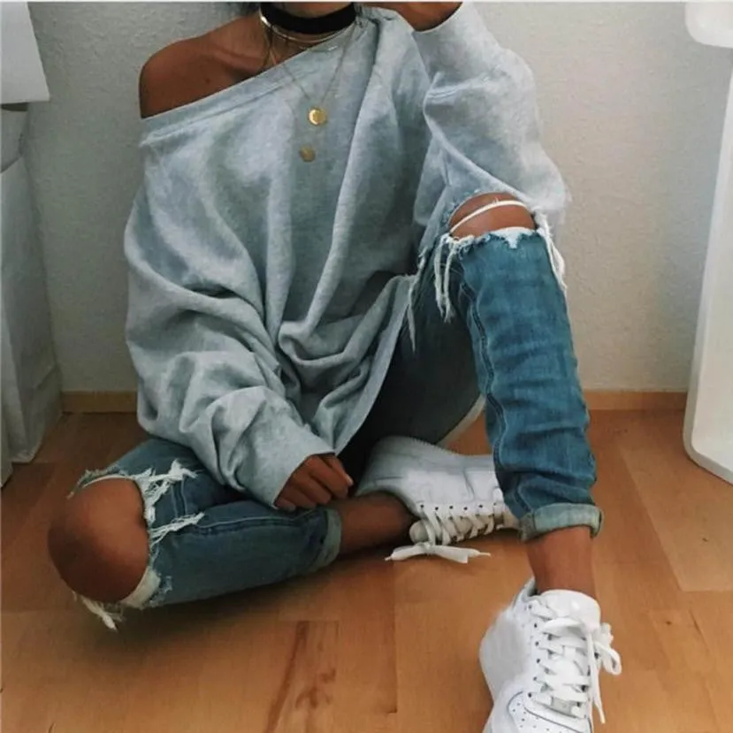 Gray Oversize Sweatshirt Women Loose Long Sleeve Autumn Pullovers Warm Winter Basic Tracksuits Moleton Feminino#A11 SM6