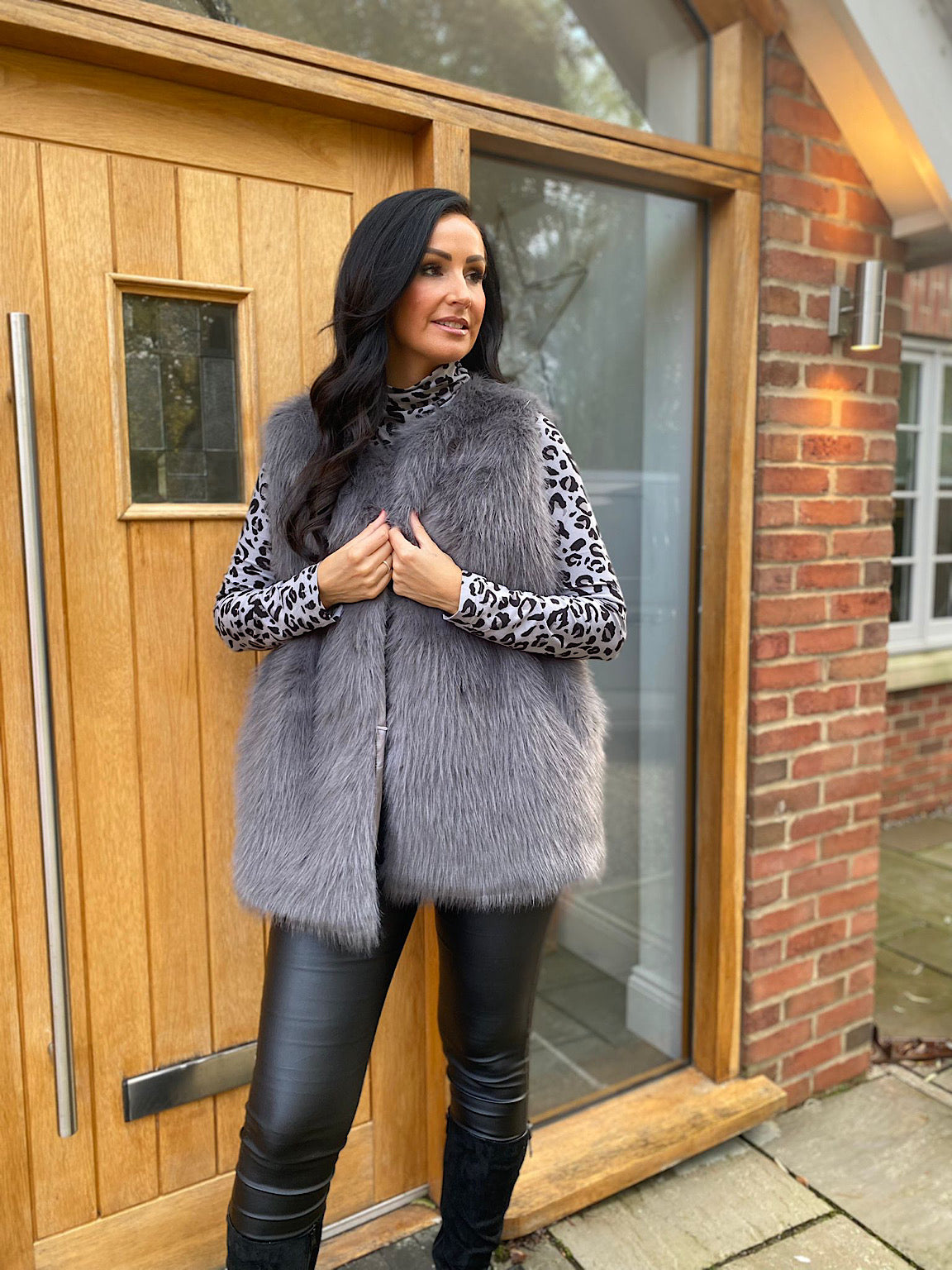 Grey Faux Fur Lined Gilet