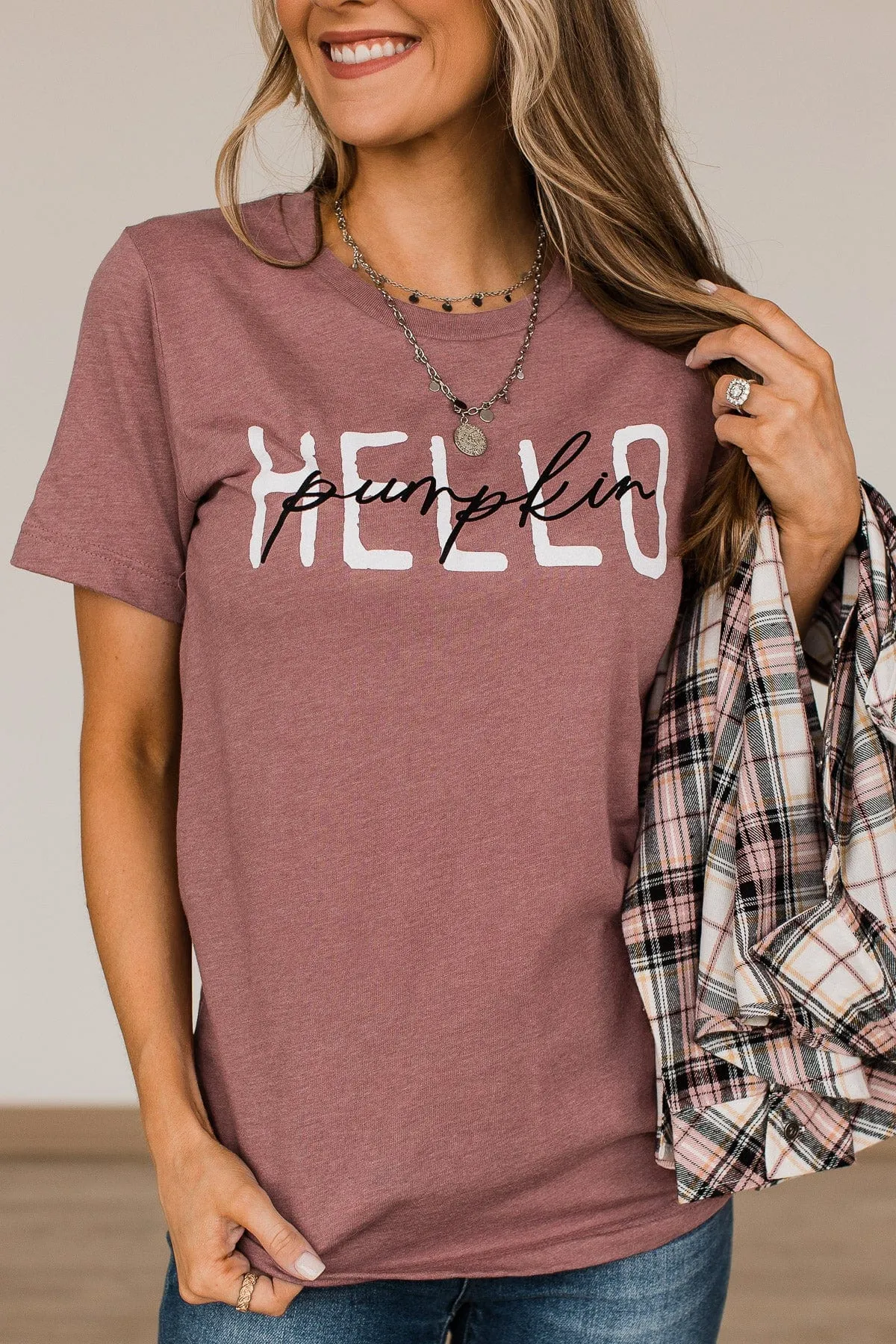 Hello Pumpkin Graphic Tee- Mauve