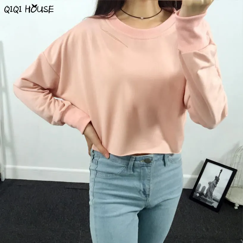 Hollow Out Women Hoodies Sweatshirts Loose Long Sleeve Pink Youth Autumn Fashion Wear Kroean Clothing Felpe Donna#C105 SM6