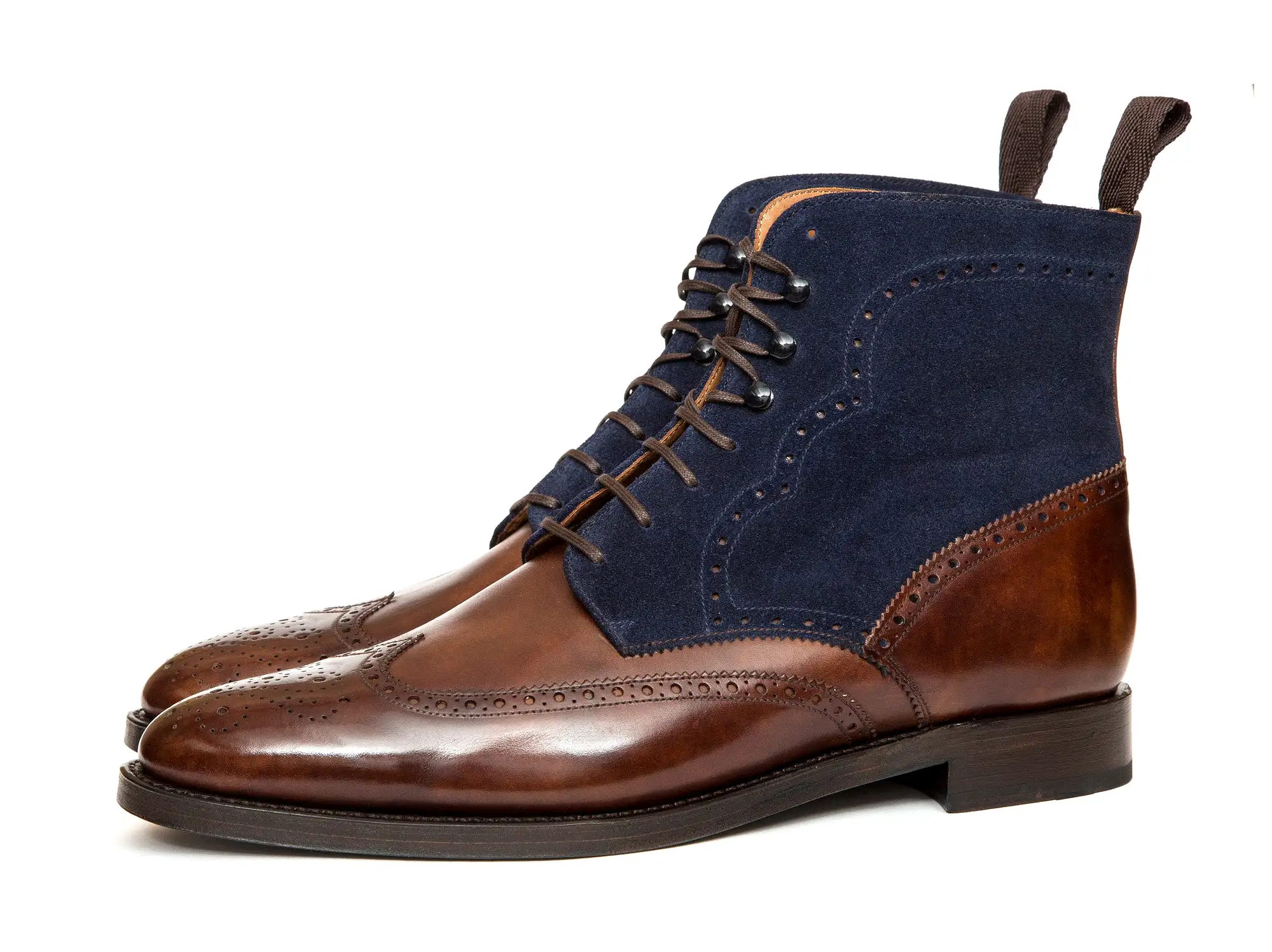 Holman - MTO - Walnut Museum Calf / Dark Blue Suede - TMG Last - Double Leather Sole