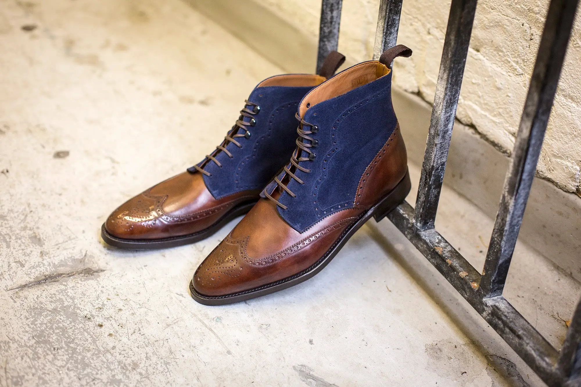 Holman - MTO - Walnut Museum Calf / Dark Blue Suede - TMG Last - Double Leather Sole