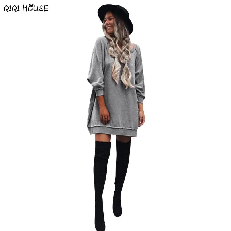 Hoodie Dress Loose Long Sleeve Pink Sweatshirts Casual Autumn Outwear Fitness Tops Sueter Feminino#C113 SM6