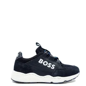 Hugo Boss Navy Elastic Lace Trainer