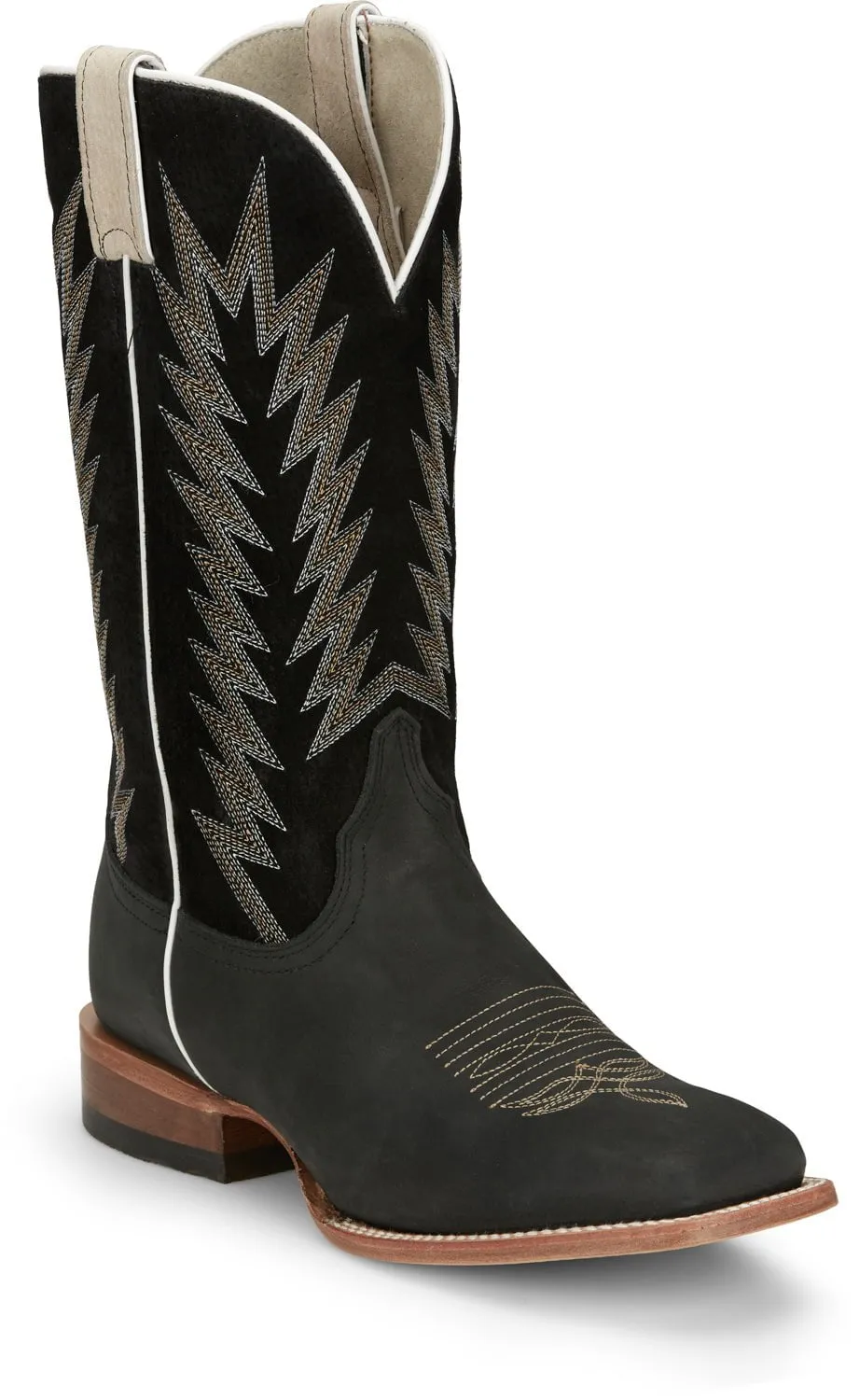 Justin Mens Hombre Matte Black Suede Cowboy Boots