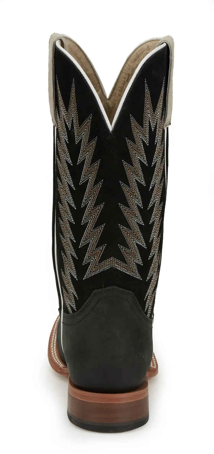 Justin Mens Hombre Matte Black Suede Cowboy Boots