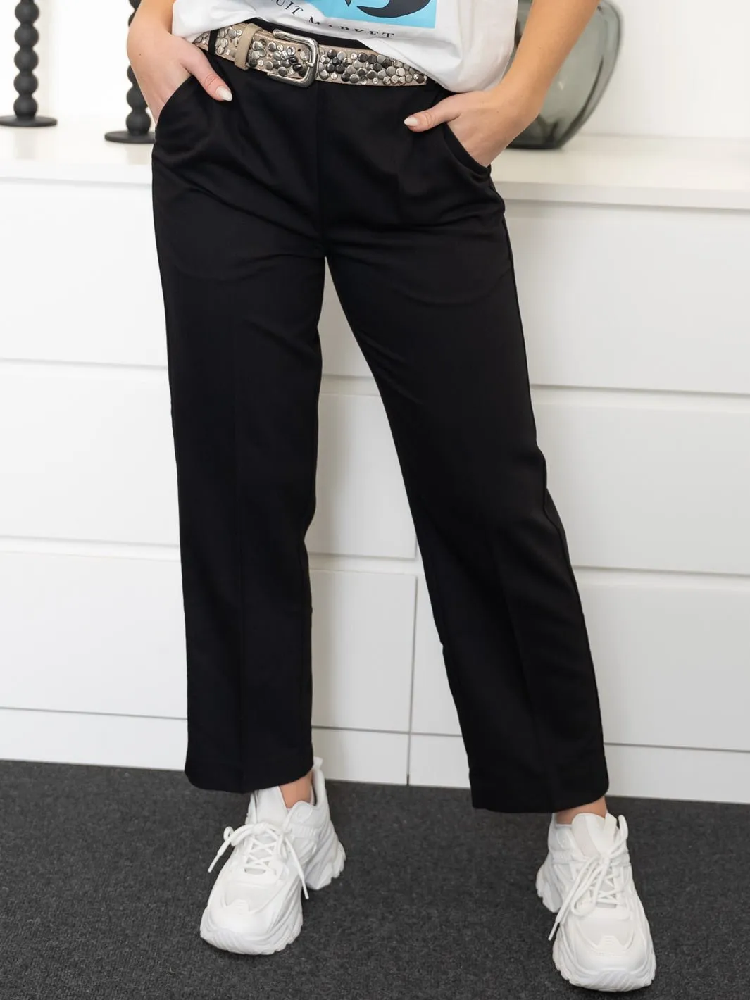 Kaffe KAsakura HW cropped pants black deep