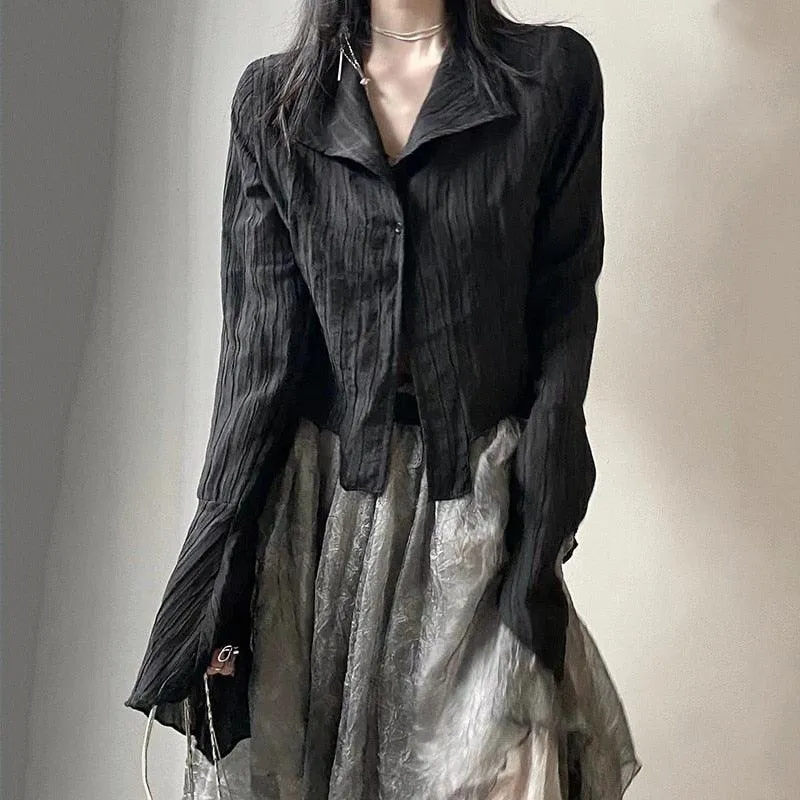 Karrram Gothic Style Blouse - Dark Aesthetic Shirt