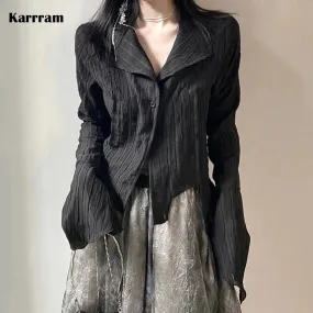 Karrram Gothic Style Blouse - Dark Aesthetic Shirt