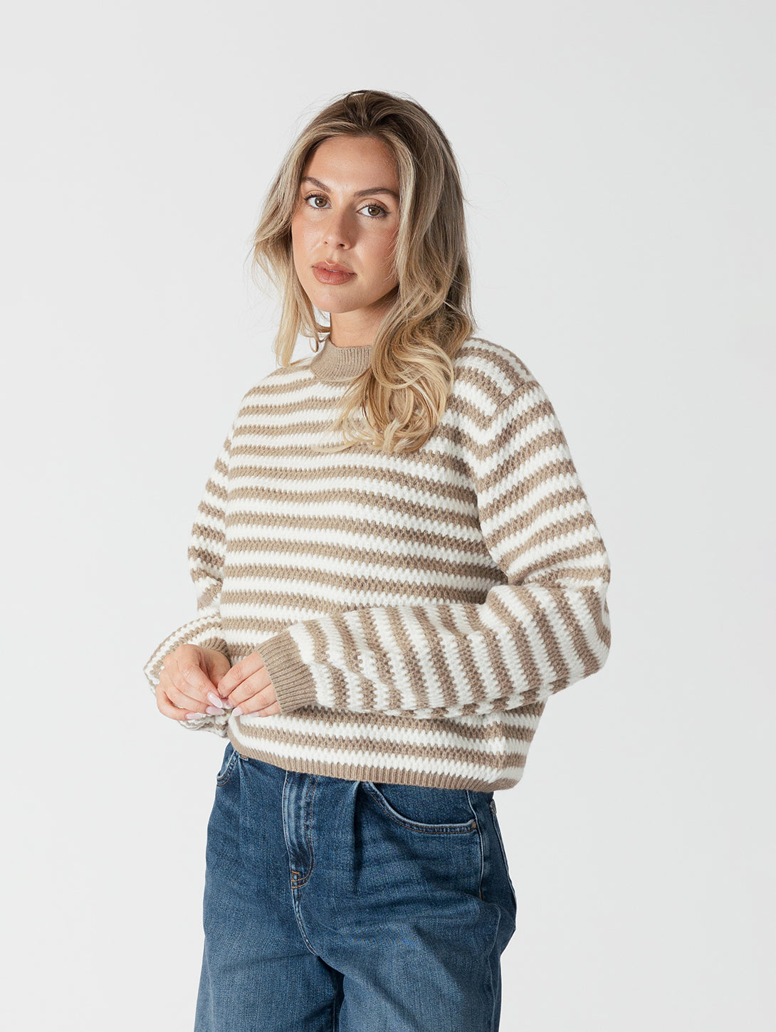 Kitten Sweater - Caramel White Stripe