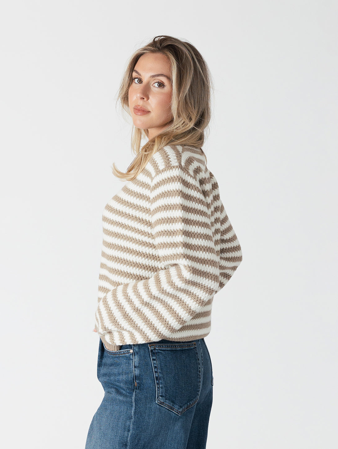 Kitten Sweater - Caramel White Stripe