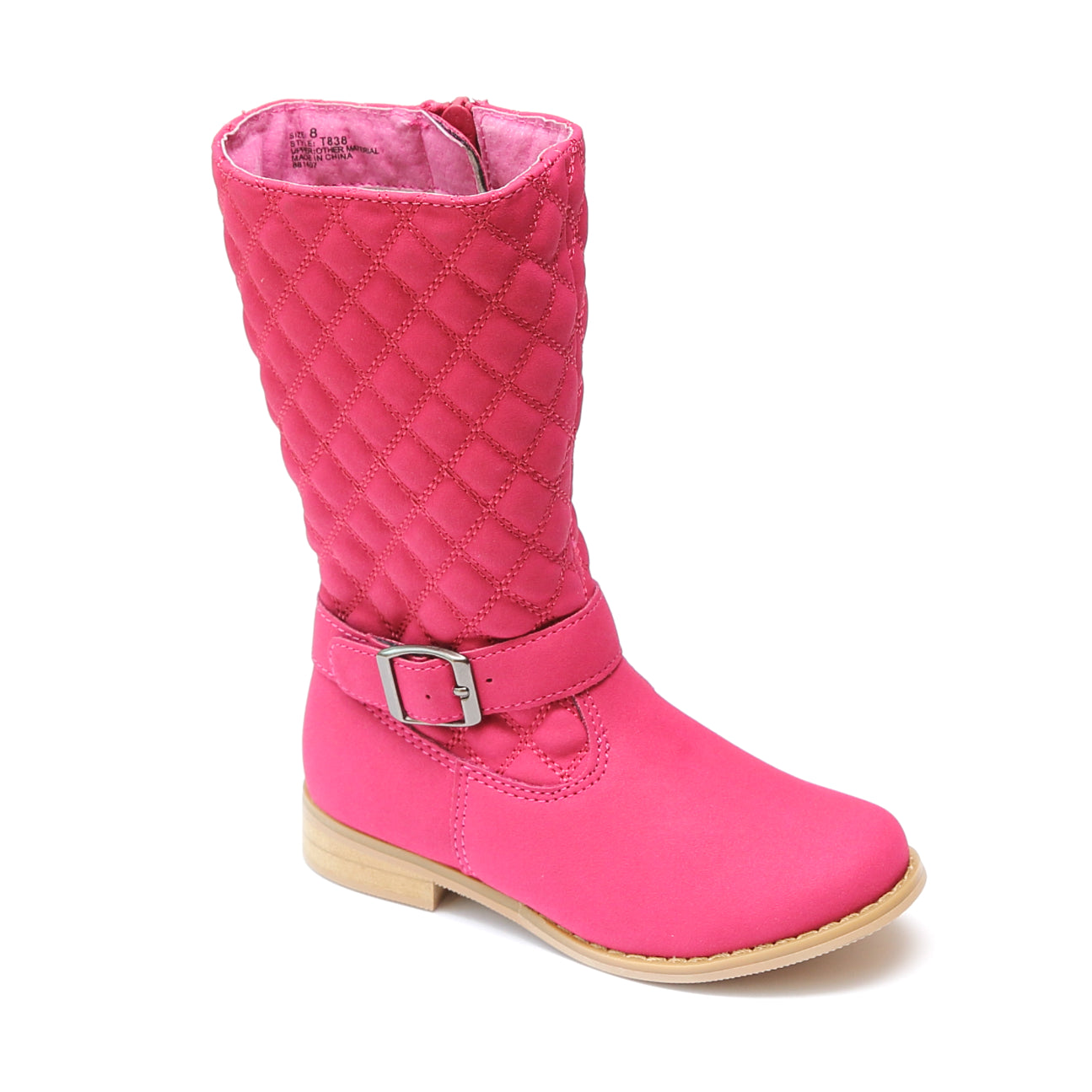 L'Amour Girls Quilted Buckle Tall Boots