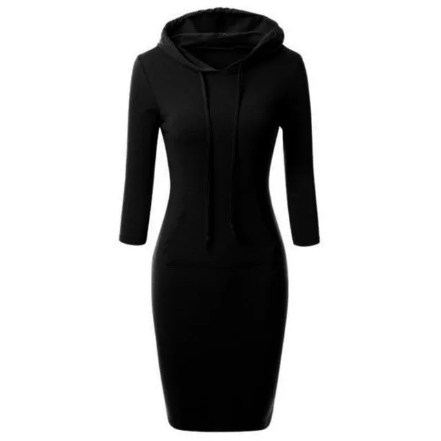 Long Hoodie Dress Long Sleeve Plus Size Slim Autumn Sweatshirts Casual Hoodies Pullovers Moletom Feminino Com Capuz#A11 SM6