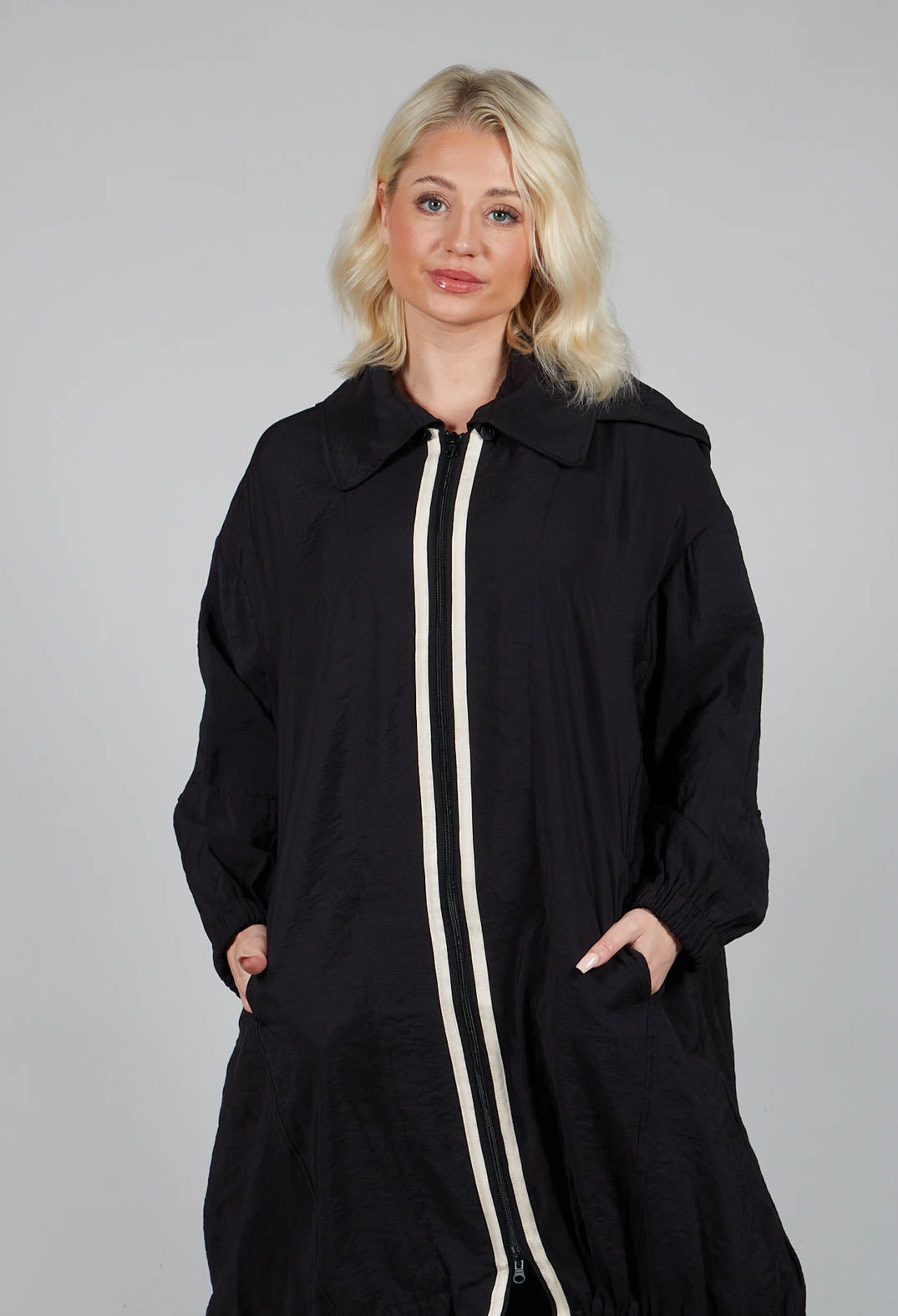 Long Stripe Coat in Black