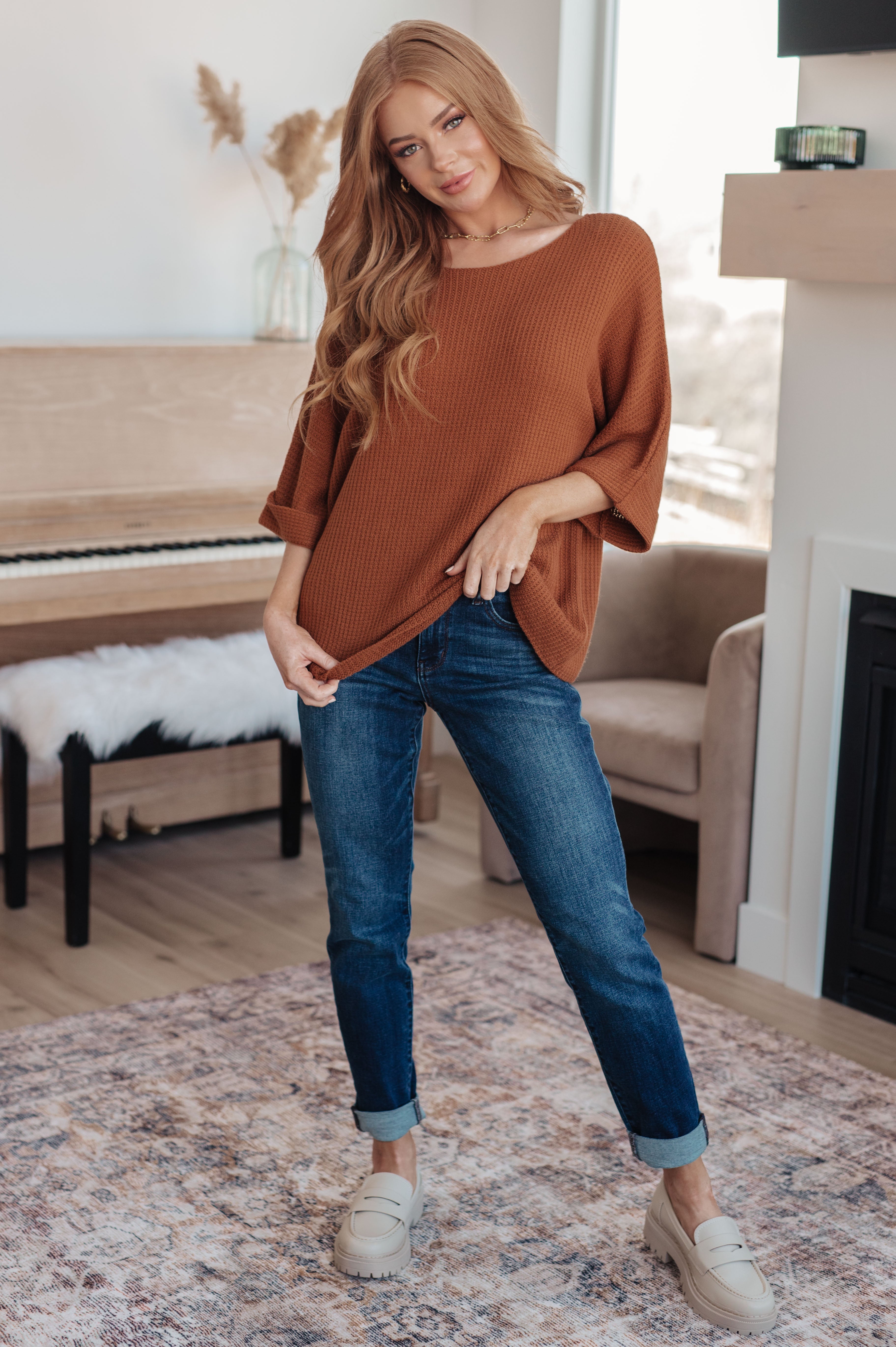 Lotta Knitted Sweater Top in Rust