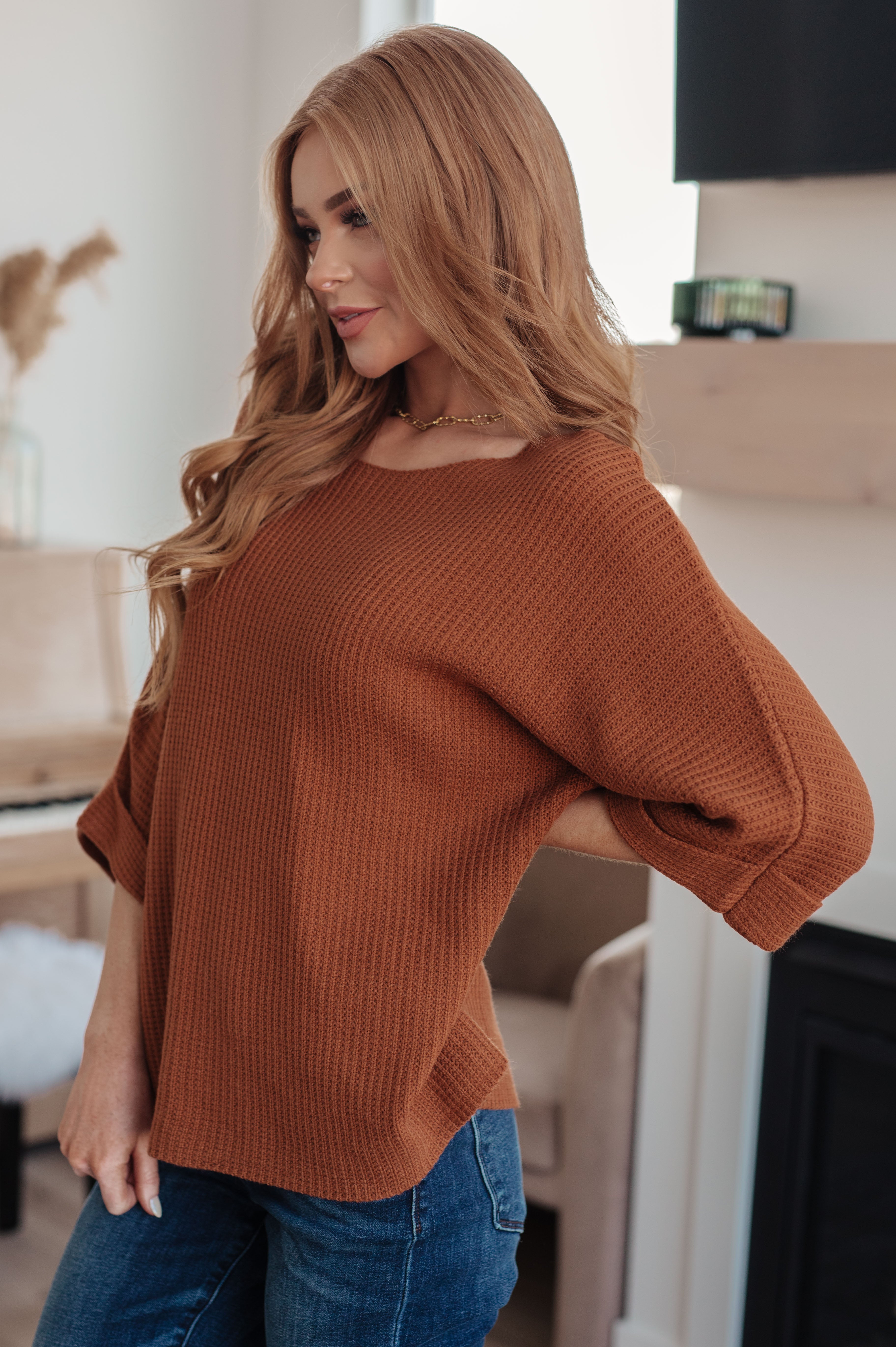 Lotta Knitted Sweater Top in Rust