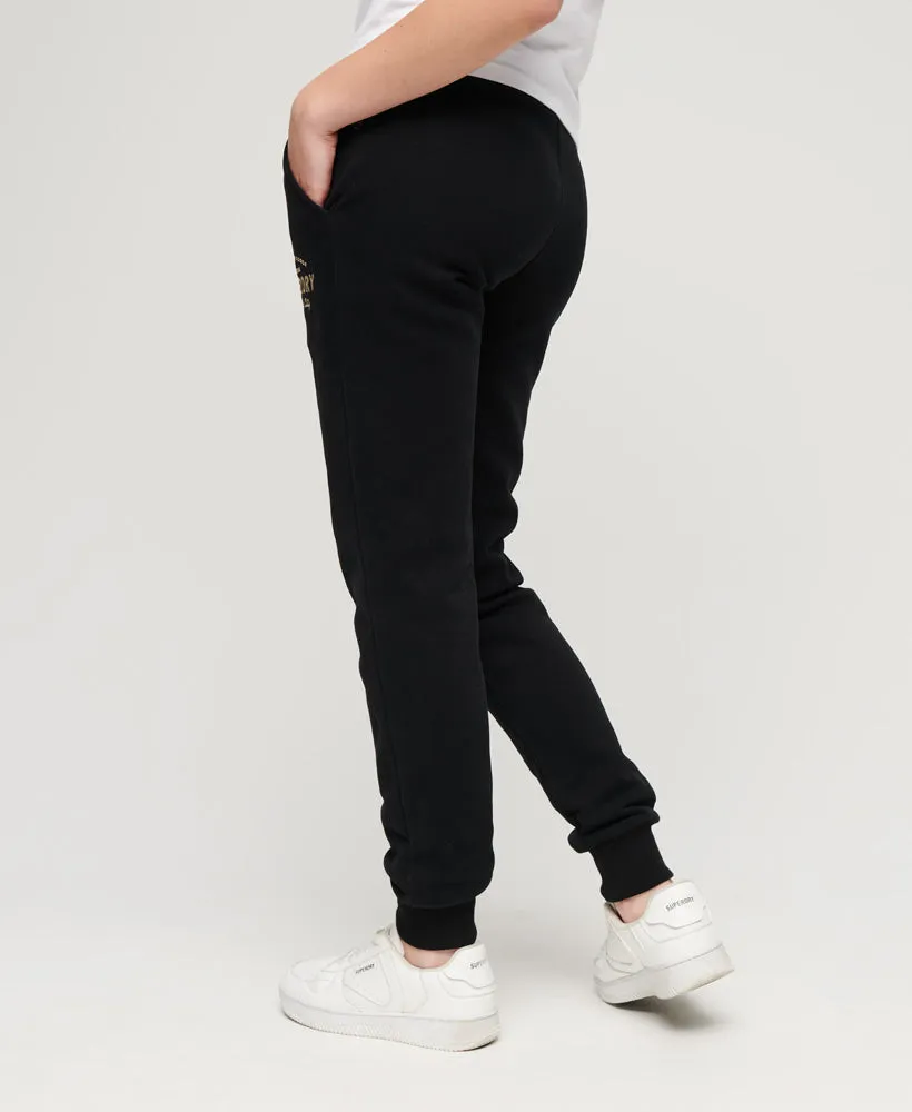 Luxe Metallic Logo Slim Joggers | Black