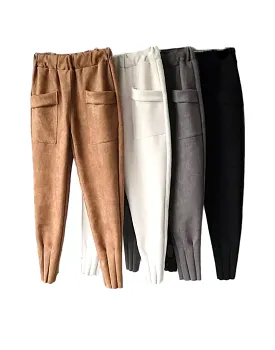 Luxury Suede Pleated Hem Pants