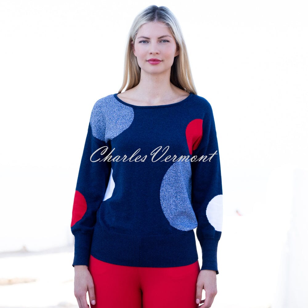 Marble Spot Sweater - Style 7461-103 (Navy / Red)