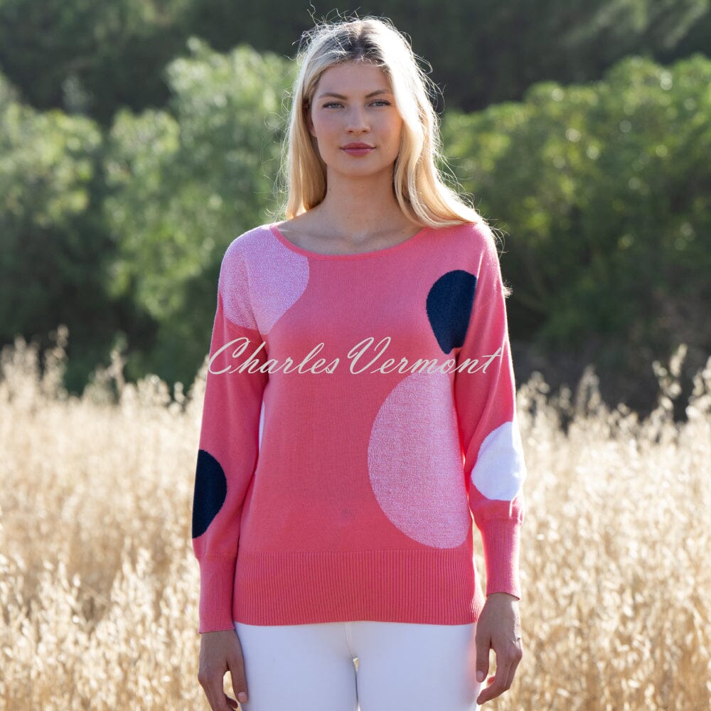 Marble Spot Sweater - Style 7461-135 (Watermelon / Navy / White)