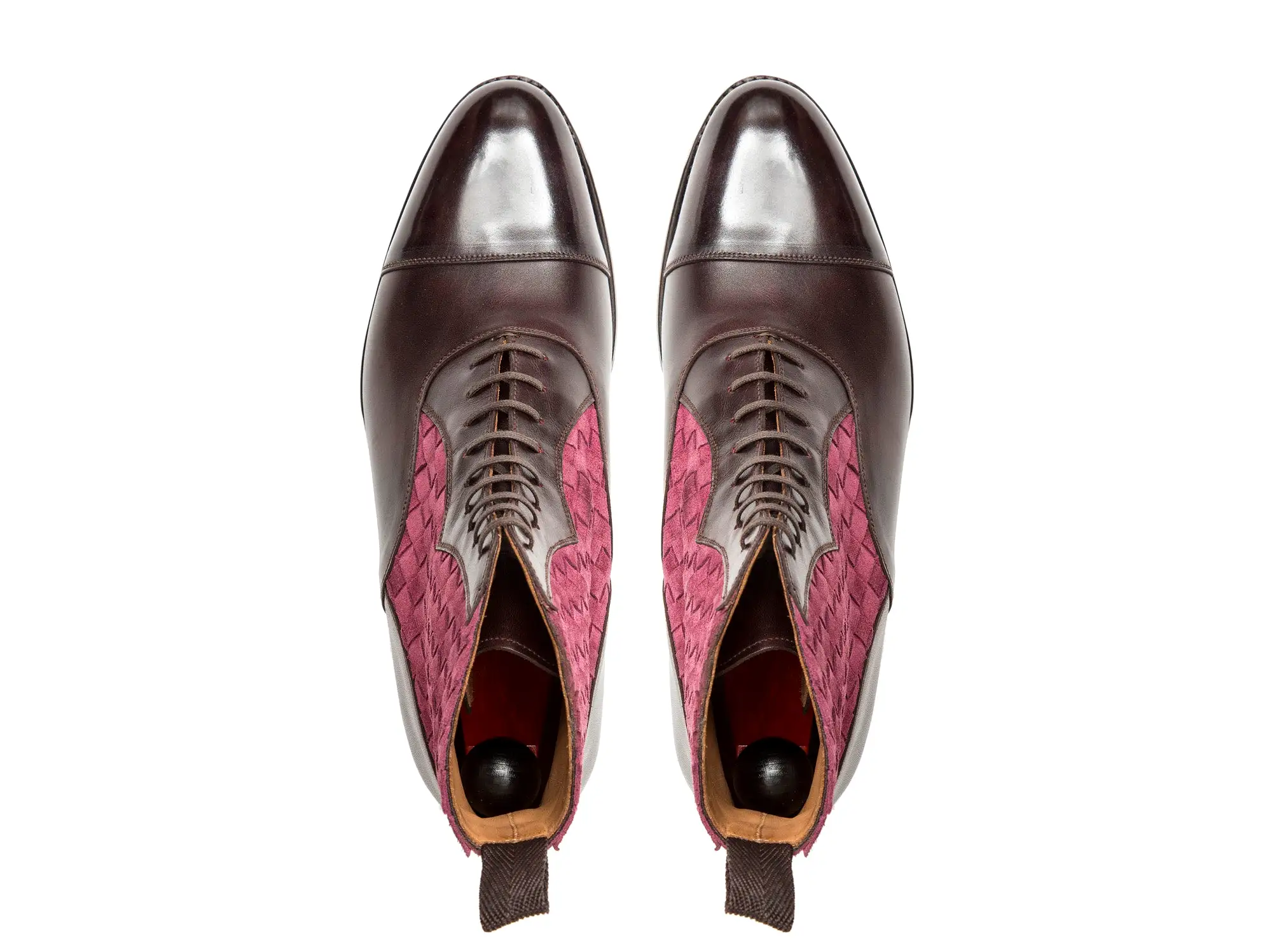 Meadowbrook - MTO - Plum Museum Calf / Raspberry Braided Suede - TMG Last - Single Leather Sole