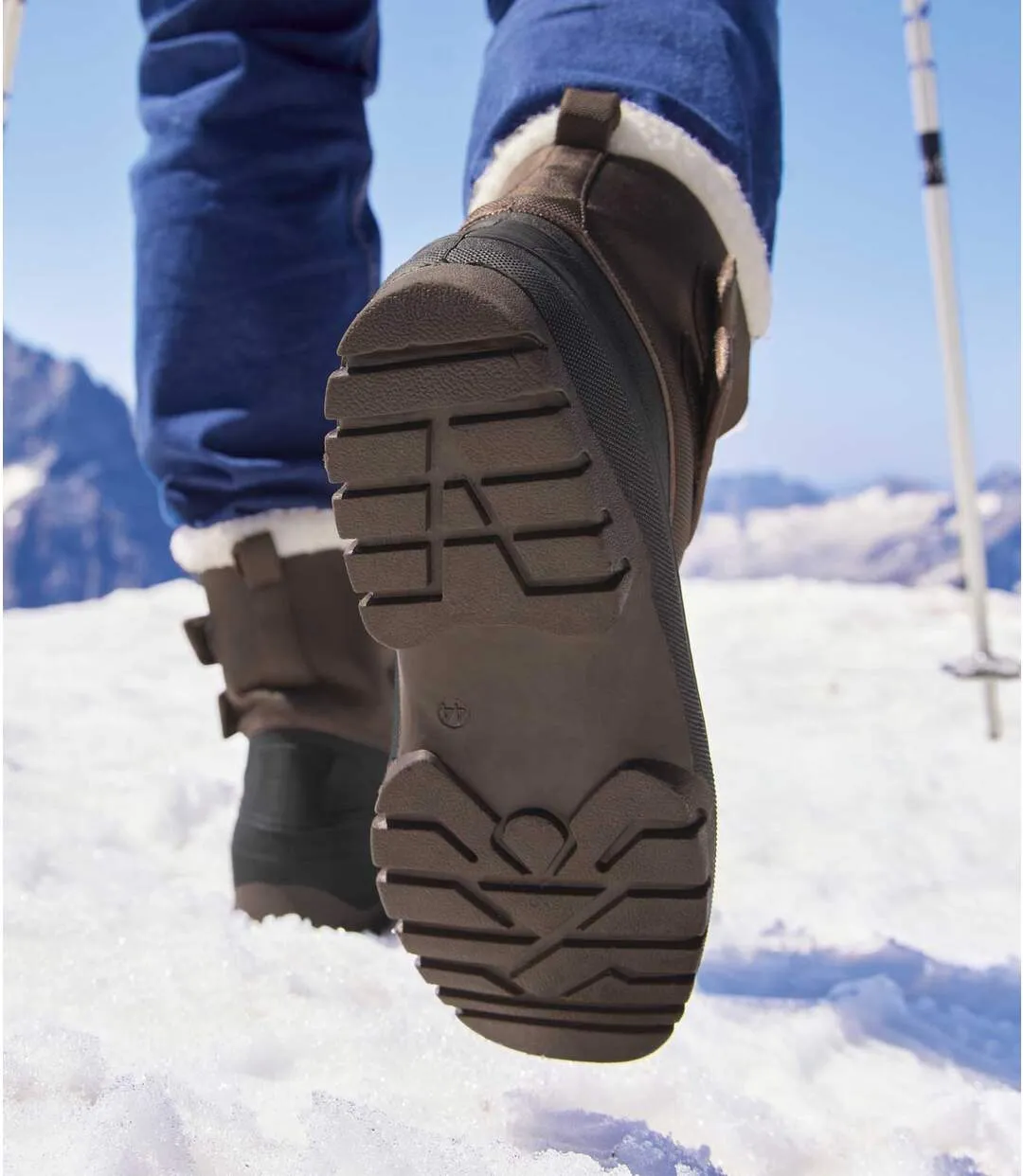 Men's Black & Brown Sherpa-Lined Snow Boots 