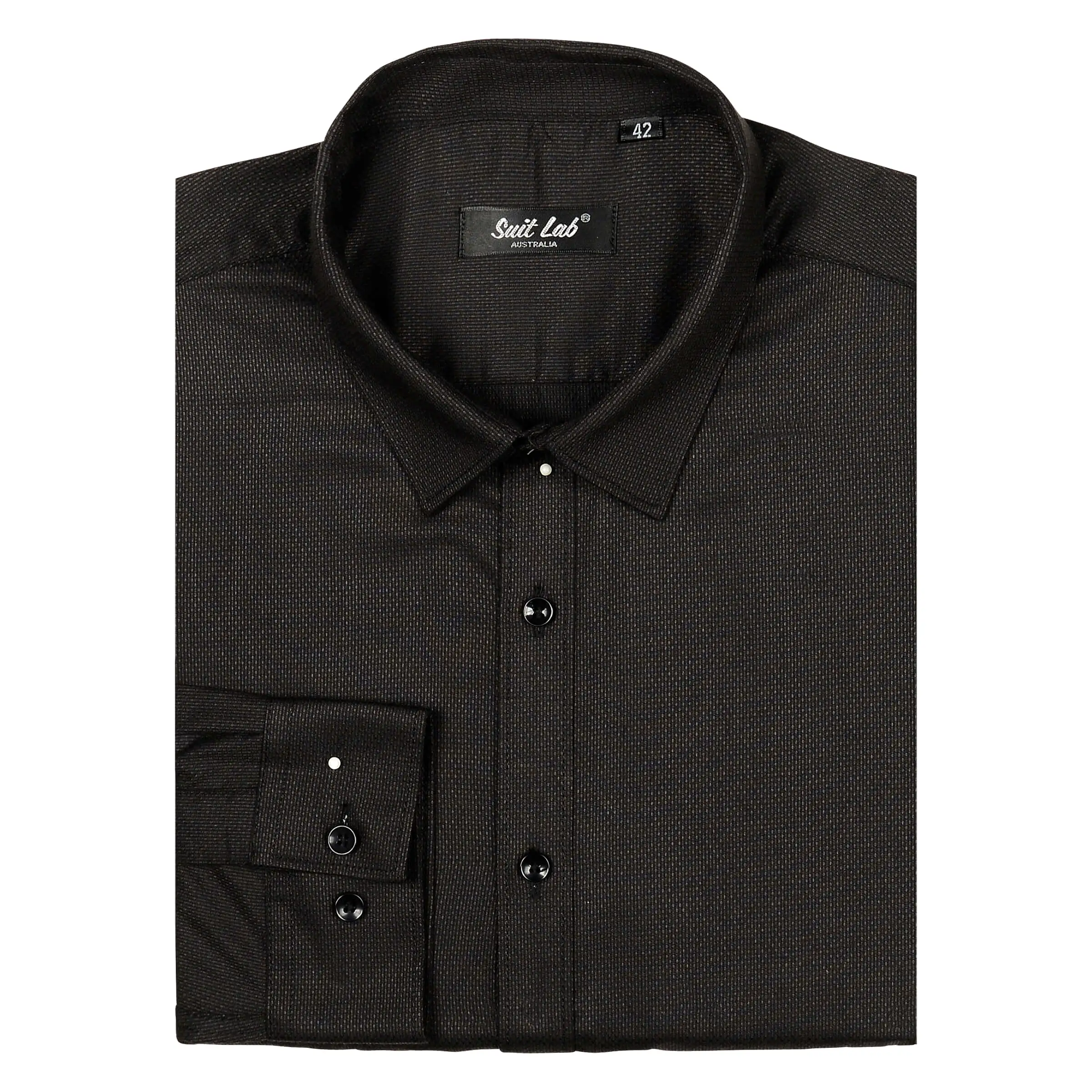 Mens Dress Shirt Black Textured