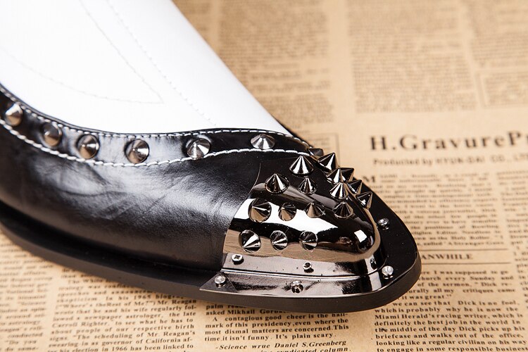 Men's Genuine Leather Rivet Pointed Toe High-Top Western Ankle Boots