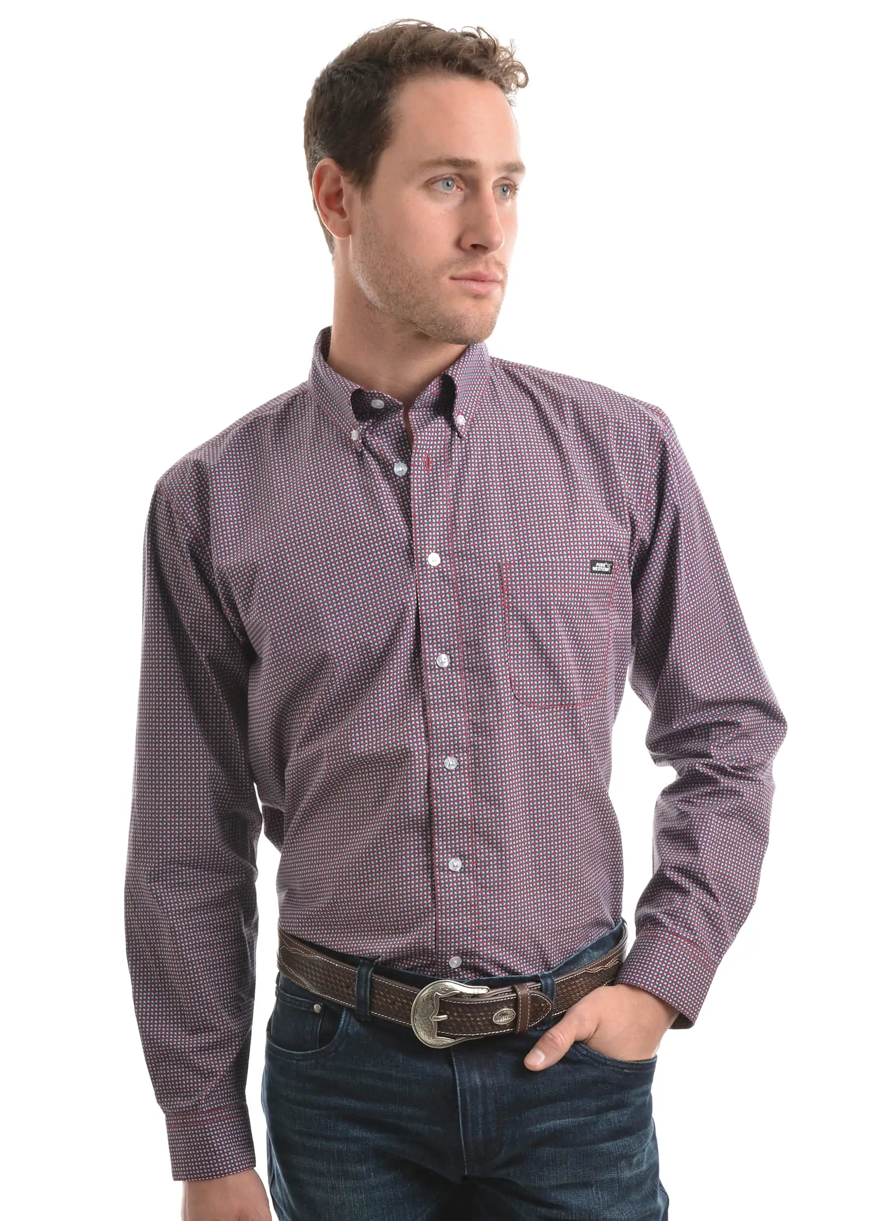 Men's Pure Western Harrison Print L/S Shirt