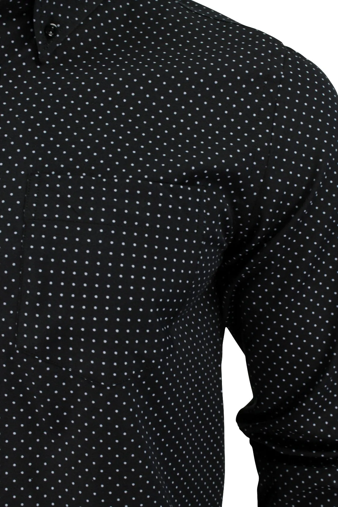 Mens Shirt Polka Dot by Xact - Long Sleeve Button Down Mod / Retro