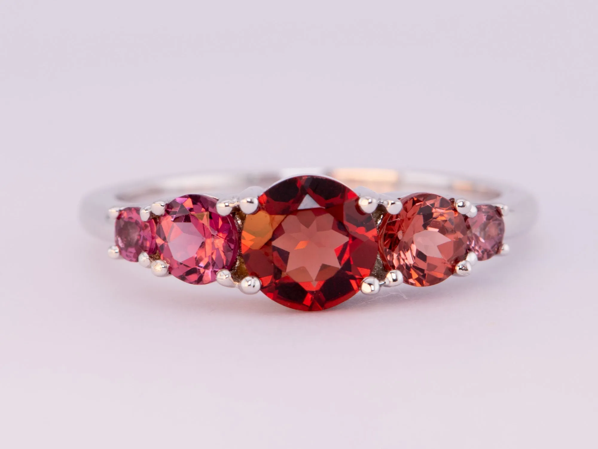 Mixed Sapphire and Garnet 5-Stone Band 14K Gold R5069