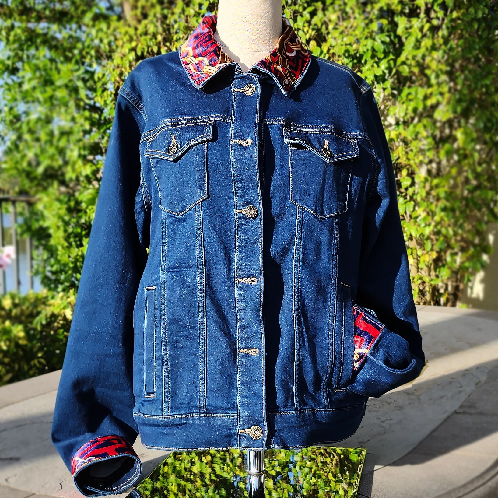 New Handmade Denim Jacket Designer Silk Scarf for Woman