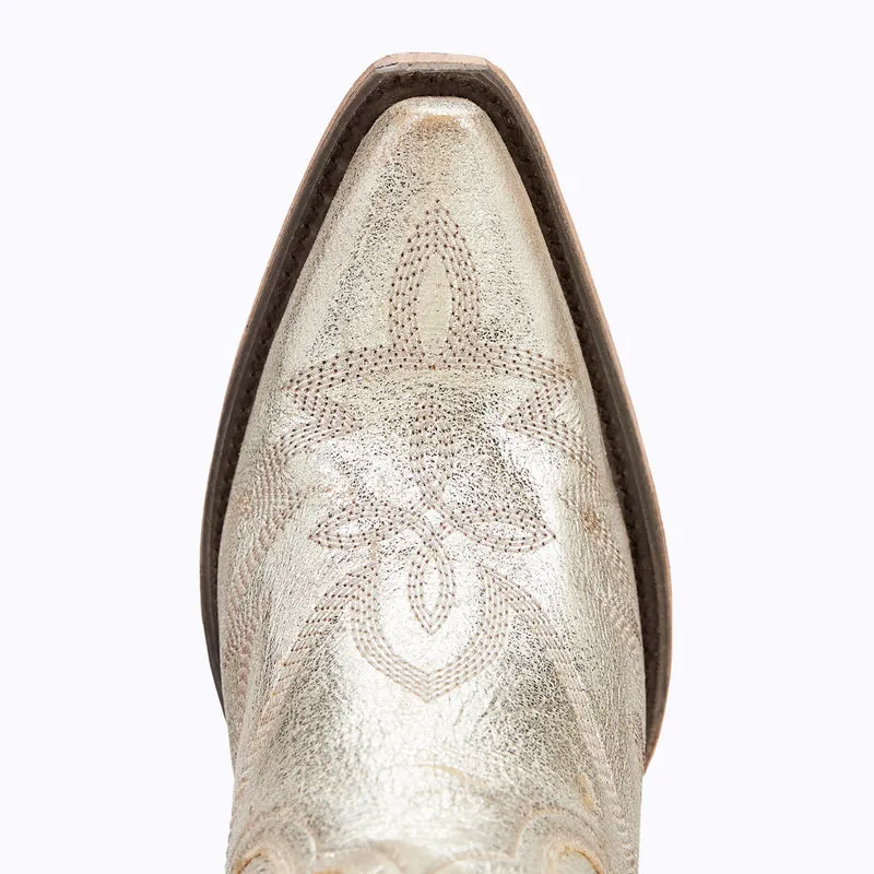 Nighthawk Champagne Metallic Leather Snip Toe Cowgirl Boots