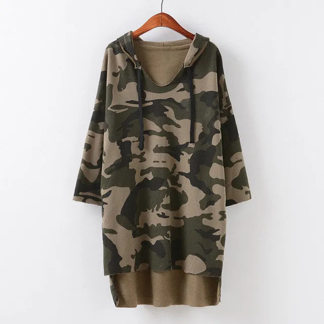 Oversize Long Women Hoodies Sweatshirts Camouflage Casual Candy Color Autumn Pullovers Felpa Donna#A11 SM6