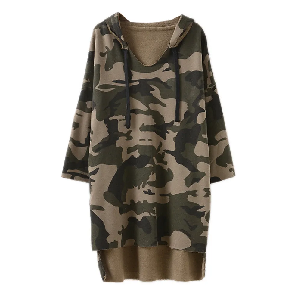 Oversize Long Women Hoodies Sweatshirts Camouflage Casual Candy Color Autumn Pullovers Felpa Donna#A11 SM6