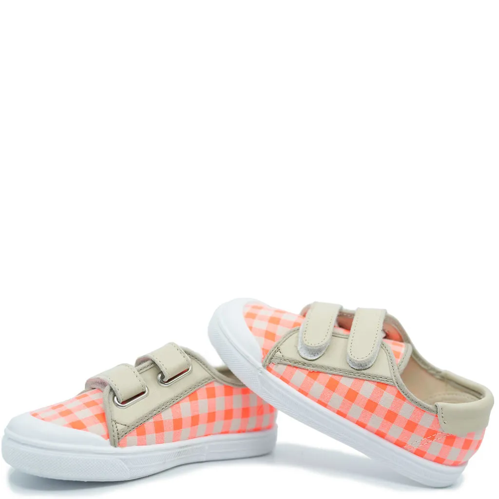 Pepe Beige and Neon Checkered Sneaker