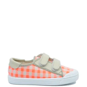 Pepe Beige and Neon Checkered Sneaker