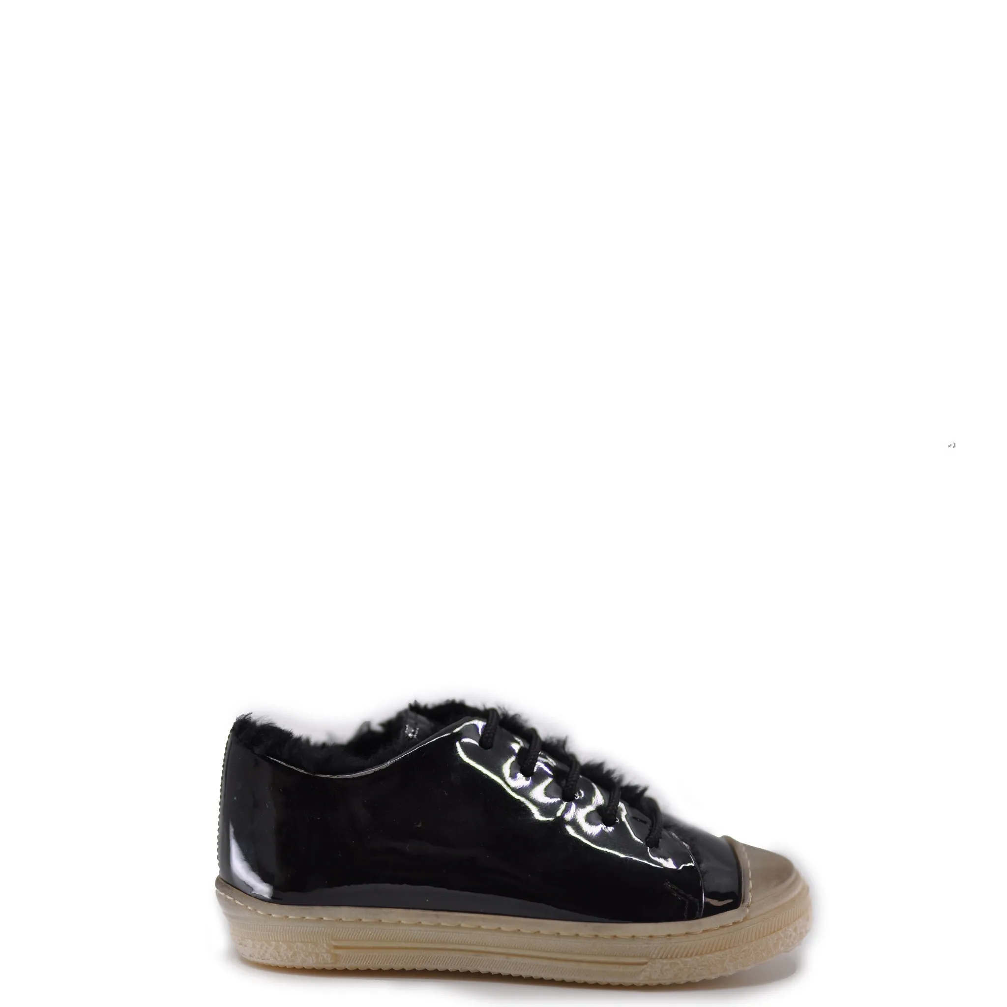 Pepe Black Patent Fur Sneaker