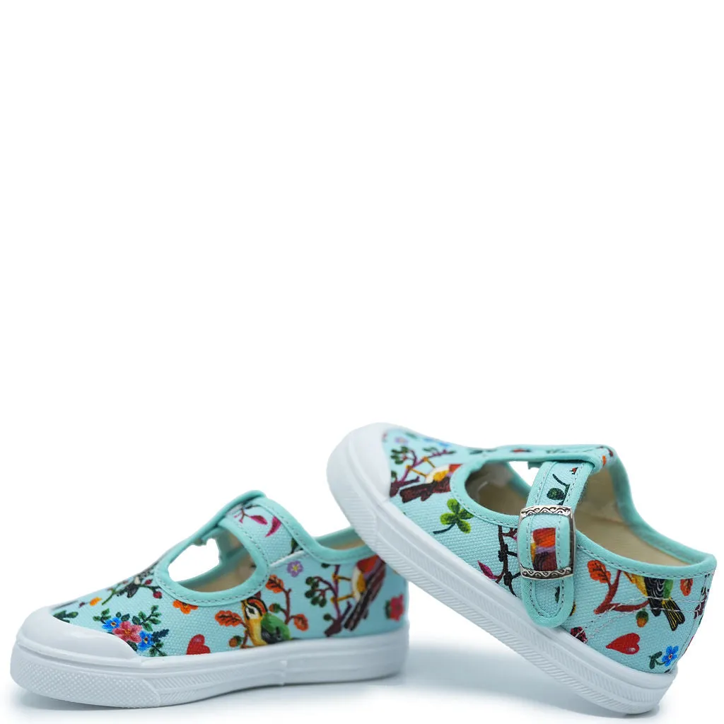 Pepe Turquoise Birds T Strap Sneaker