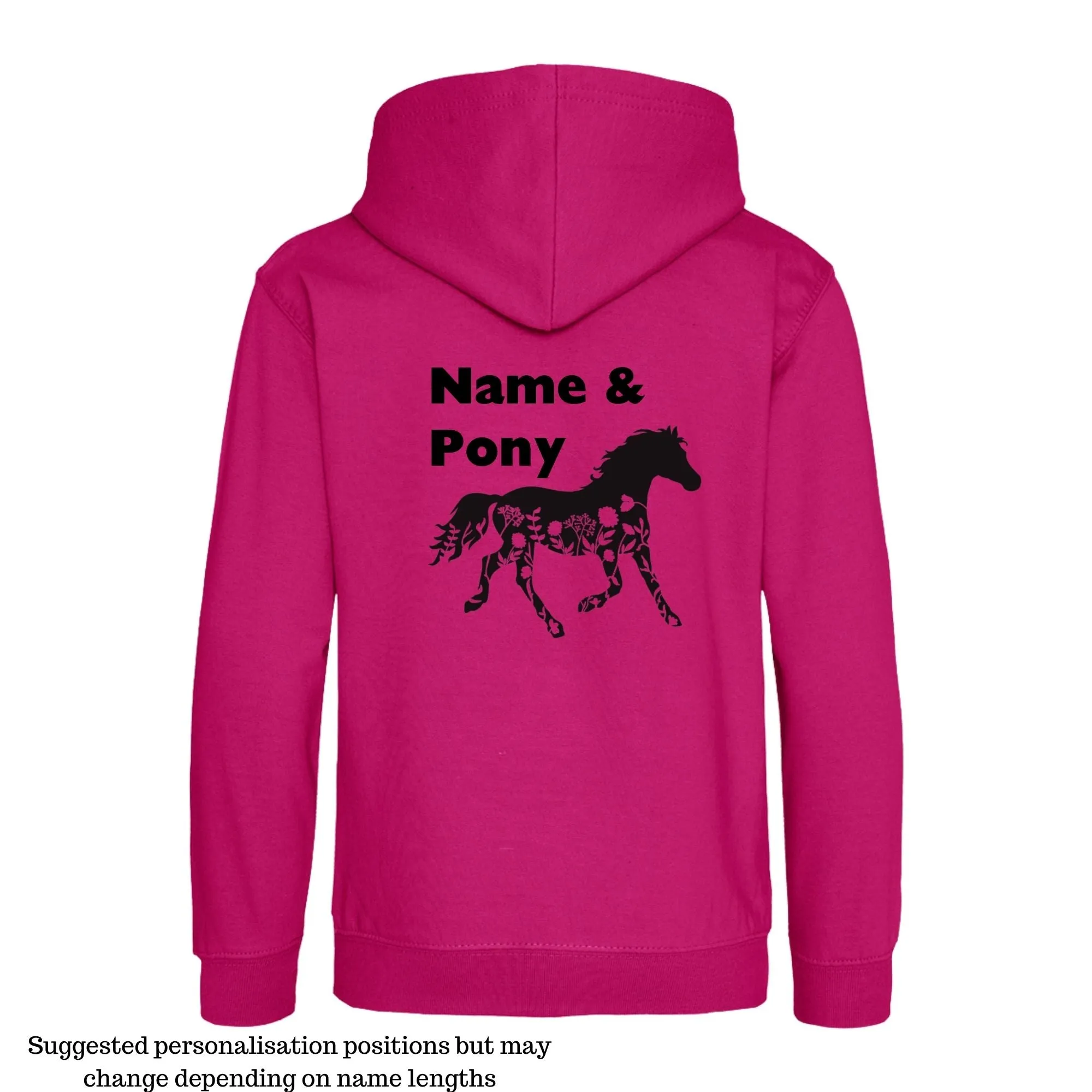 Personalised Equestrian Hoodie Kids - Floral Horse Design