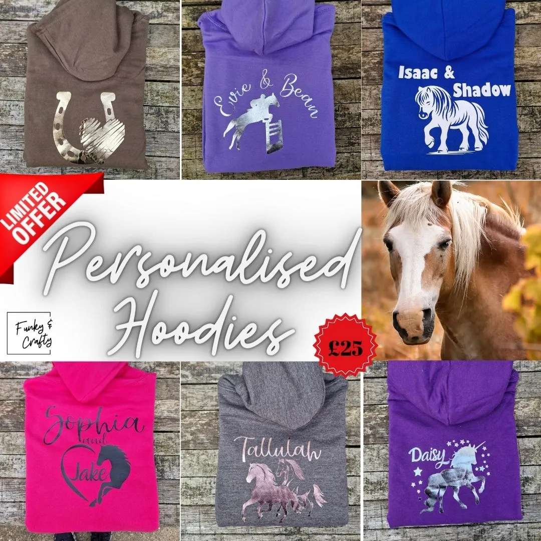 Personalised Equestrian Hoodie Kids - Floral Horse Design